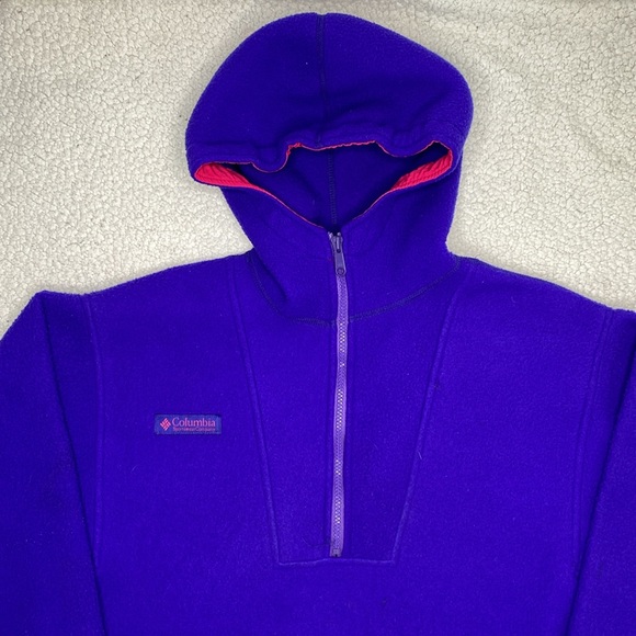 Vintage Columbia Fleece 1/2 Zip Hooded Anorak Jacket: Size Small - Picture 3 of 10